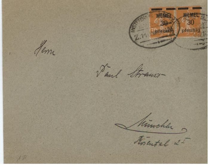 Memel Scott# 57 var Michel 59 horizontal pair with railroad cancel ON COVER F/VF