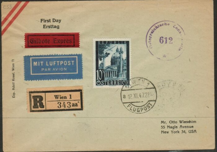 Austria MI 828 on registered, censored cover VF