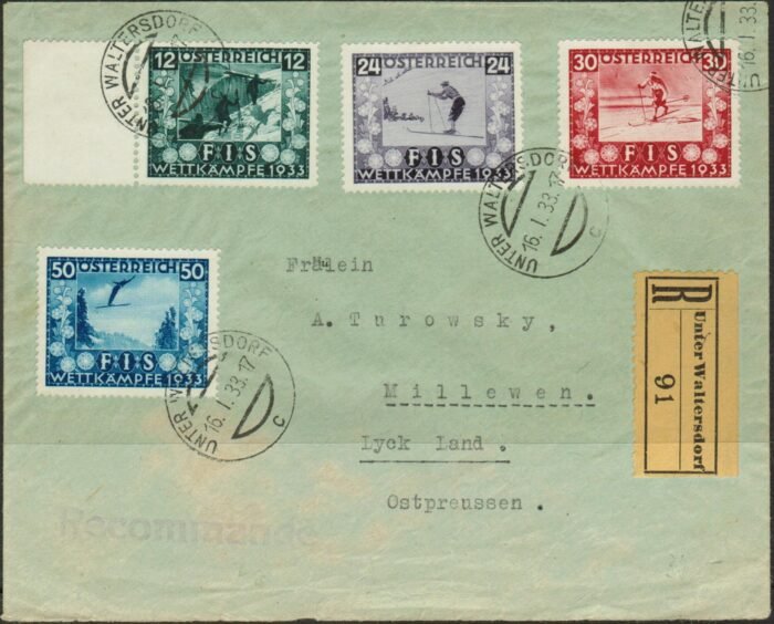 Austria MI 551-4 on Registered cover (missing back flap) F/VF