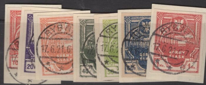 Upper Silesia Scott#: Ostliches Oberschlesien Insurgentenausgabe Michel#: 1B-7B U F/VF on pieces