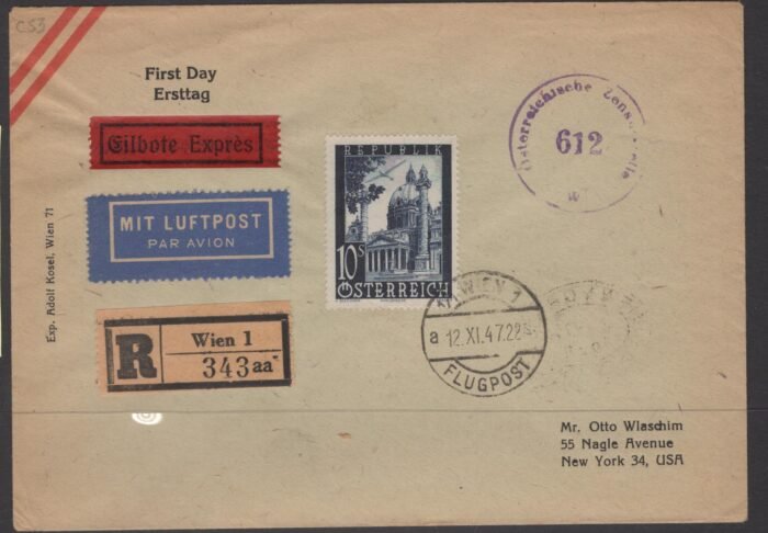 Austria MI 828 registered FDC VF