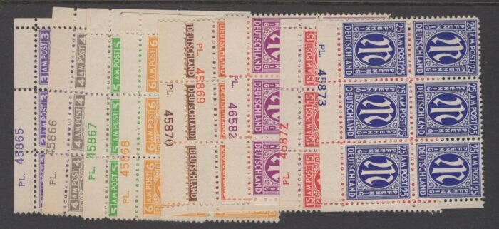 Germany   Scott#: 3N2a-12a varieties Michel#: 1-9 blocks of 6 with plate #s F/VF