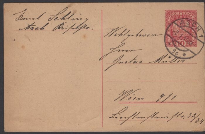 10 heller Austria 1916 post card mailed from Asch 2 I 1919 F/VF