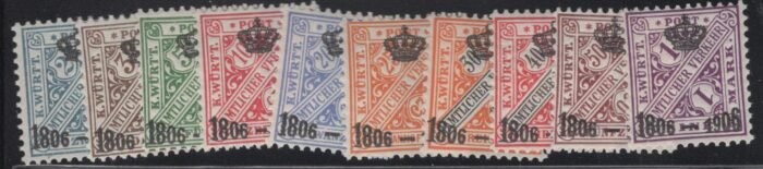 Wurttemberg Scott#: O109-18 Michel#: 217-225 ** F/VF