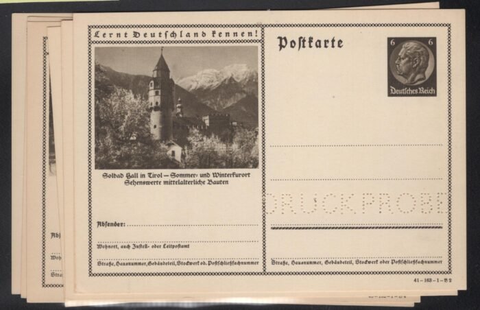 Deutsches Reich MI P232 (6 diff cards) Druckprobe * VF