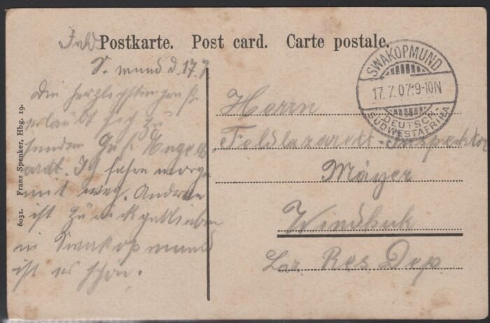 German Southwest Africa picture post card Feldpost use "Swakopmund" U VF