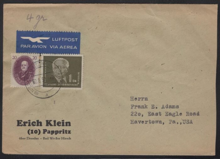 DDR MI 268, 253 air mail cover F/VF