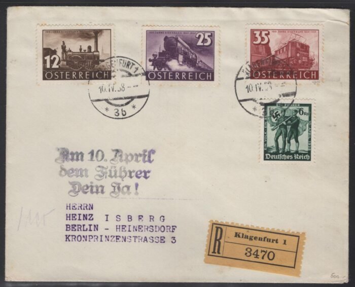 Austria MI 646-8 10 IV1938 Nazi special cancelF/VF cover