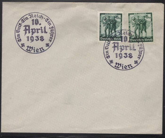 Deutsches Reich stamps on unaddressed Anschloss cover with special cancels VF