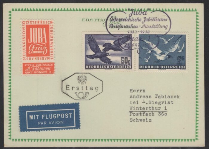 Austria ANK 955-6 first day post card VF