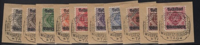 Wurttemberg Scott#: O43-52 Michel#: U F/VF expertized on pieces