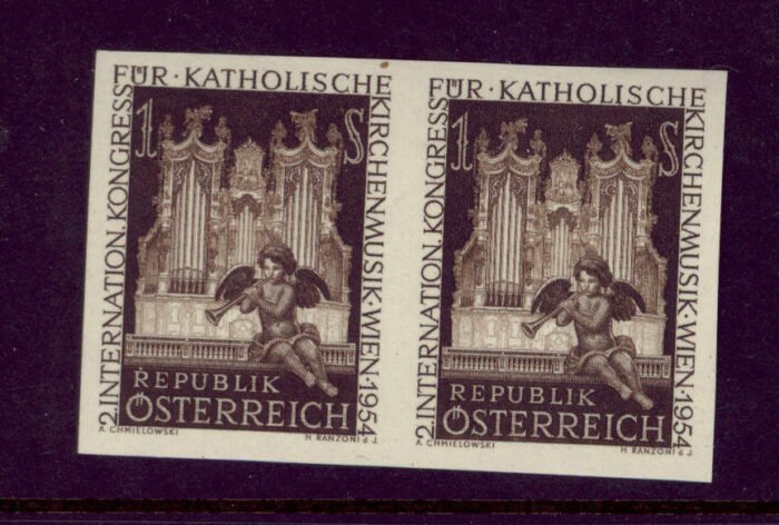 Austria: Scott#: 596 var Michel#: 1008U ** VF imperforate pair (MI 1008 U) catalog value 520 Euro