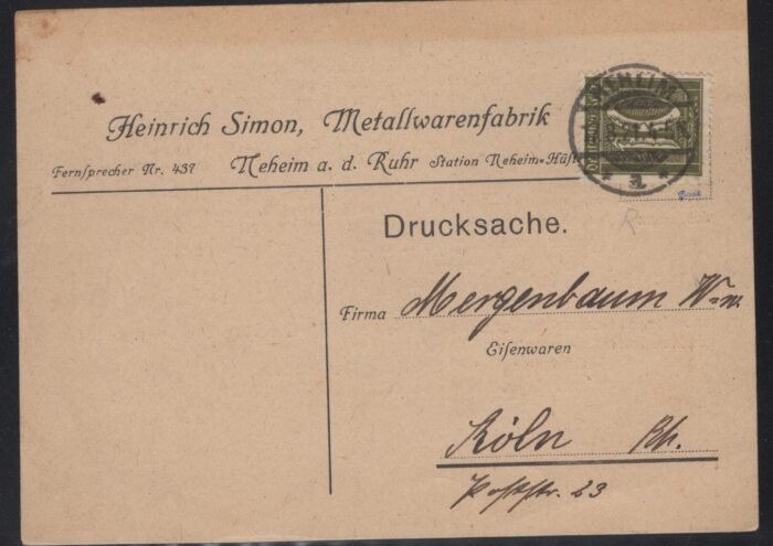 Deutsches Reich MI 159 PC nEHEIM 7 8 21  F