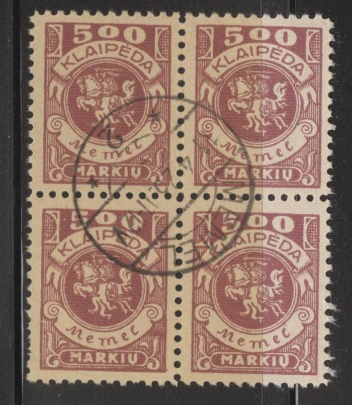 Memel Scott#: N26var Michel#: U VF (Michel 149) used block of 5