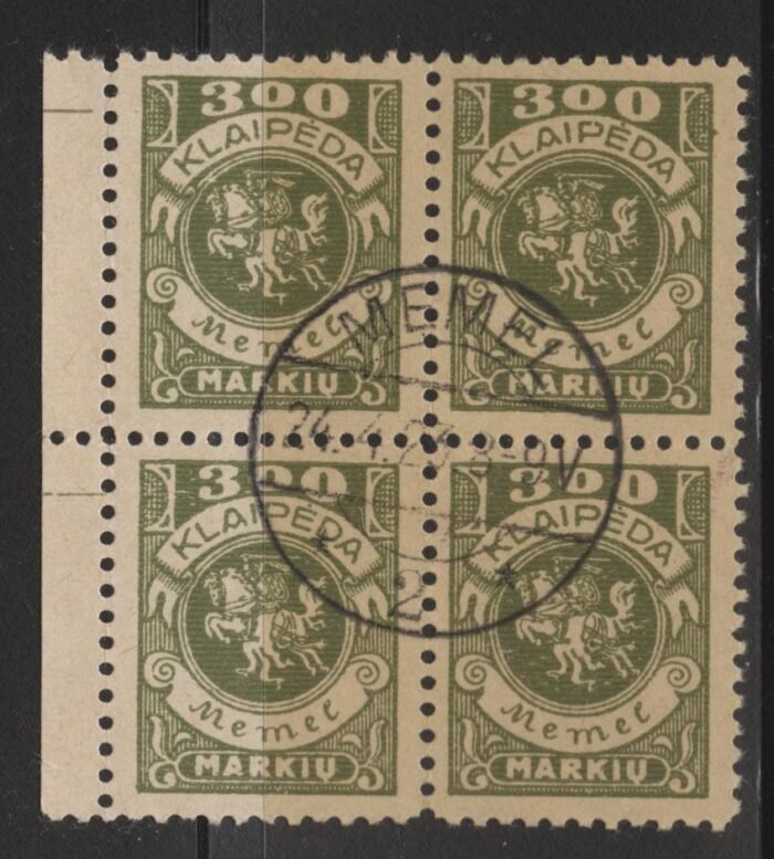 Memel Scott#: N24var Michel#: U F/VF block of 4