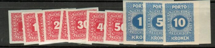 Austria   Scott#: J49-59 var Michel#: P47U - 57 U ** VF cat 600 Euro