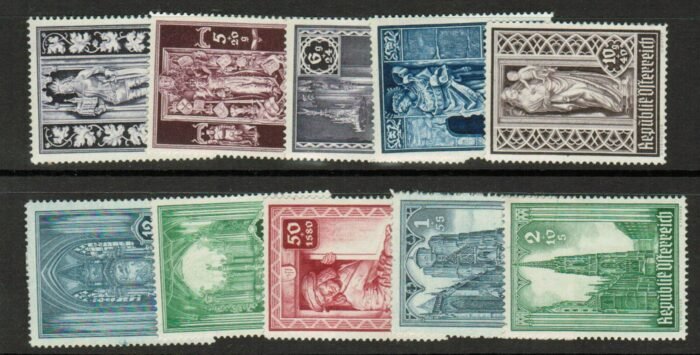 Austria: Scott# B189-98 var Michel#: 791 PII - 800 P II** different color proofs ** VF cat value 10,000 Euro