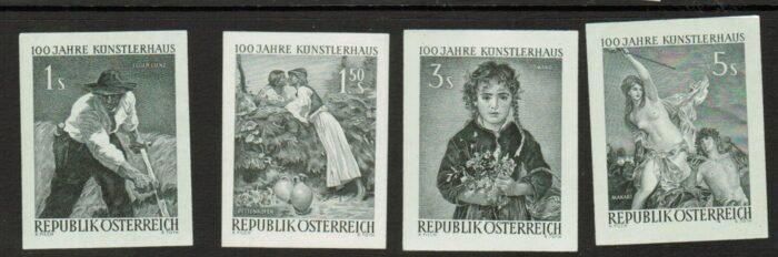 Austria: Scott#: 662-5 Michel#: 1087 -90 black imperforates * no gum as issued VF