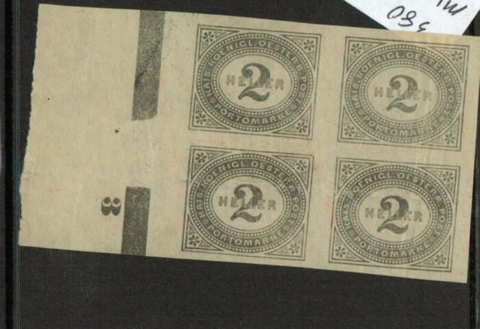 Austria   Scott#: J23 var Michel#: P23 PU * F/VF block of 4
