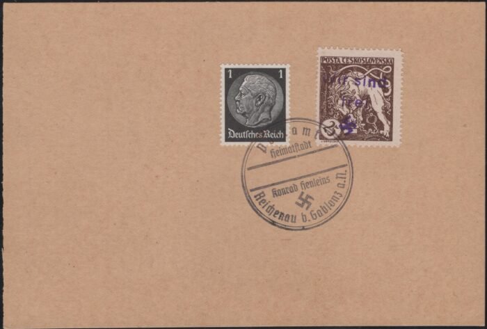 Sudetenland - DR 519 & local overprint unaddressed card with provisional Goblenz cancel F/VF
