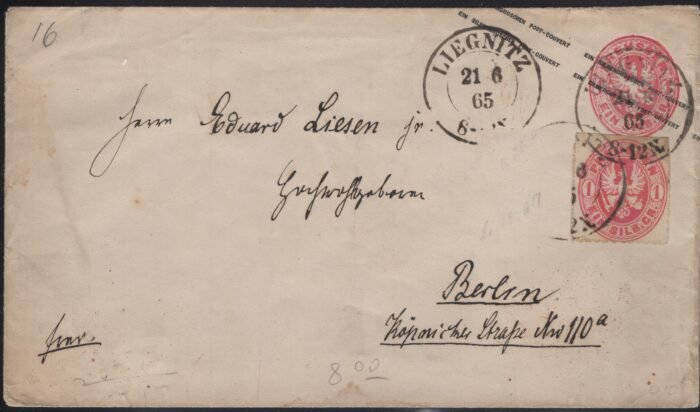 Prussia MI 23A (2) on small cover F/VF