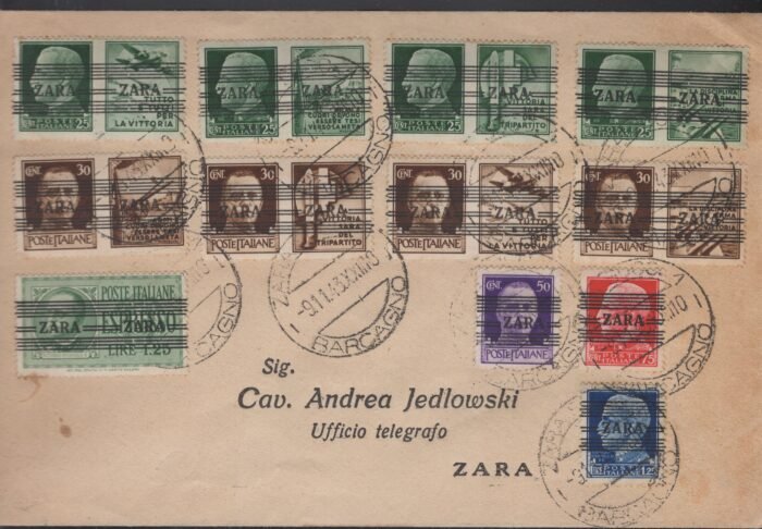 Zara postally used cover MI 35I-IV, 35 I-IV, 32-34,37 VF