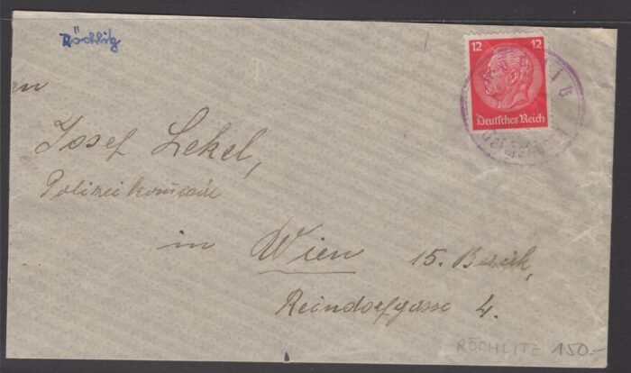 Sudetenland Rumliz provsional cancel on Deutsches Reich stamp Fine