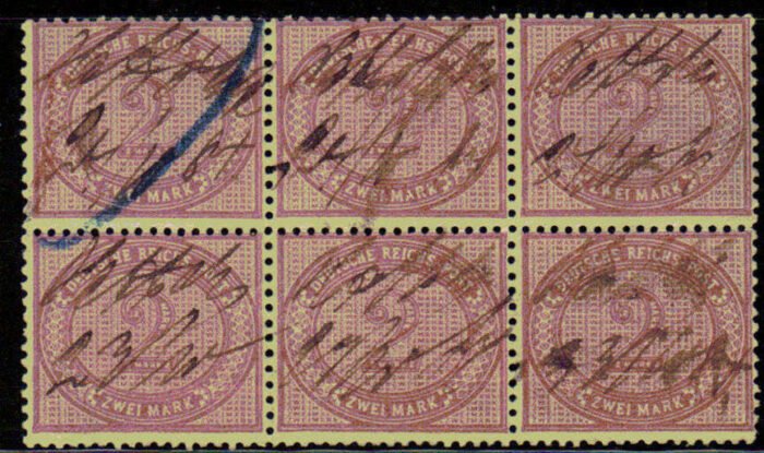 Germany Scott#: 36 variety Michel 37b U VF block of 6 expertized