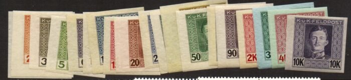 Austria   Scott#: M49-68var Michel#: 53U-72U ** VF imperforate except 10 k has a crease
