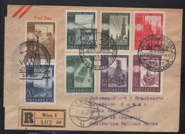 Austria MI 803-810 on registered FDC VF