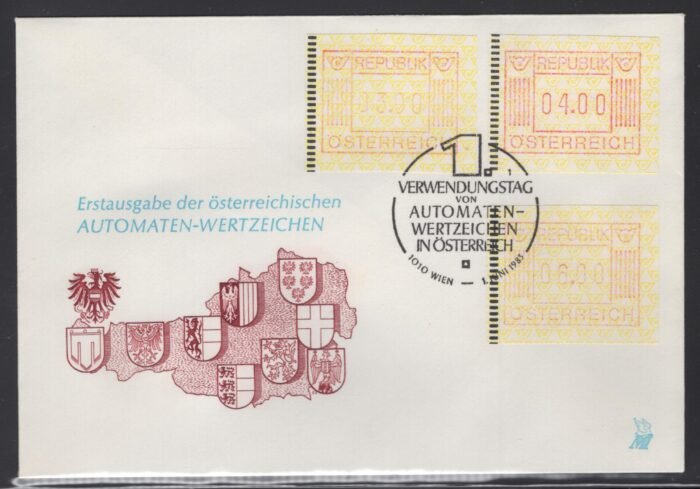 Austria Automatenmarke MI 1 3,4,6 schilling stamps CTO cover VF