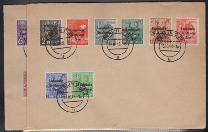 Soviet Zone  Aligemeine Ausgaben 182-197 on 2 unaddressed covers CTO VF