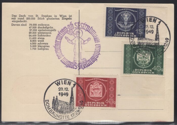 Austria MI 943-5 ppc Christmas spc VF