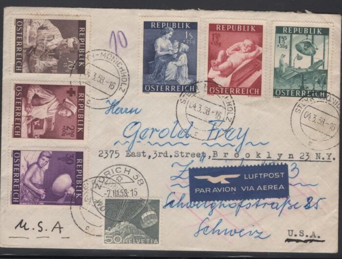 Austria MI 999-1004 AM cover to US VF