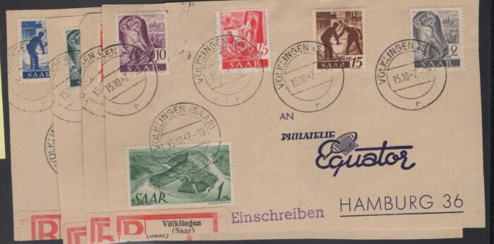 Saar MI 206-225 on 4   cover faces 15.10.47 VF