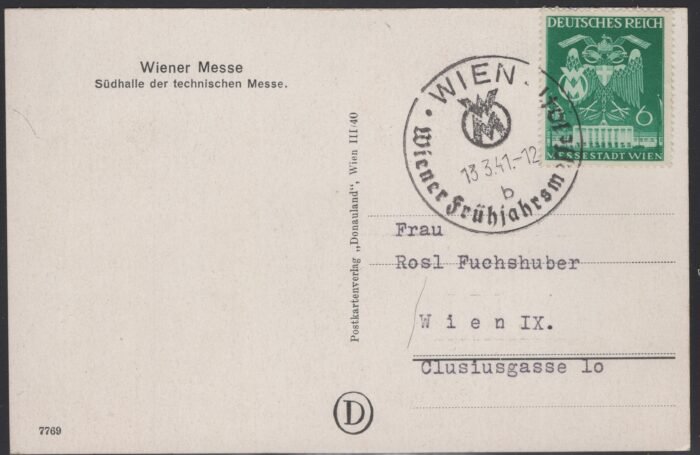 Deutsches Reich MI 769 picture post card VF