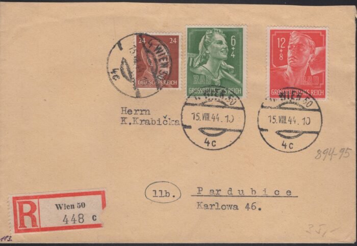 Deutsches Reich MI 894-5, 792 registered coverPettau 15 VIII 44 VF