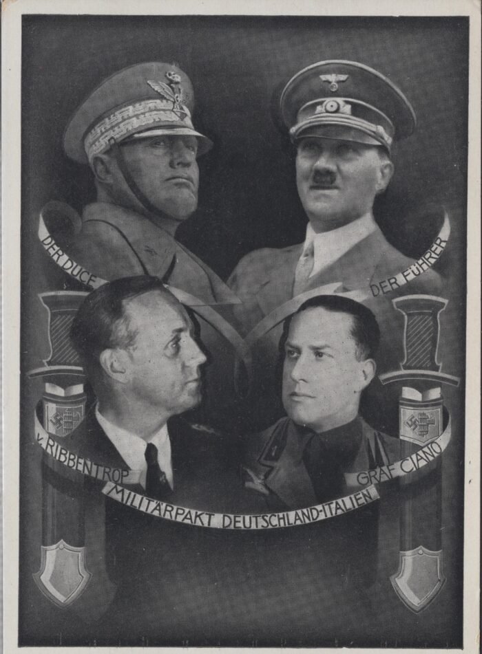 Germany Post Card Hitler and Mussolini MILITARPAKT 22 MAI 1939 MINT CARD