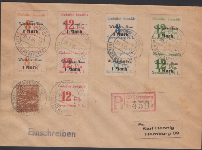 Germany Post WWII Locals Spremberg Michel#: 17A,B-18A,B, 15A-16A, 19B-20B, 21B-22B Hennig cover F/VF