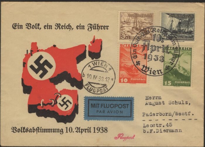 Austria & Third Reich mixed franking with special 10 April 1938 cancel VF