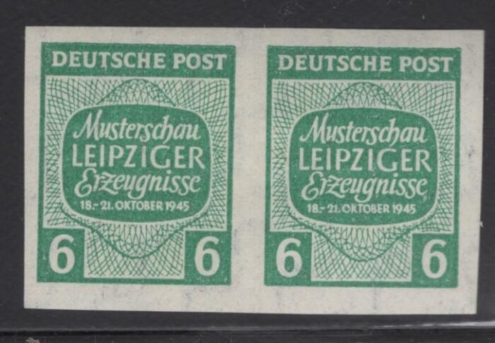 Soviet Zone Scott#: 14N13var Michel#: 124XU** horizontal pair   VF