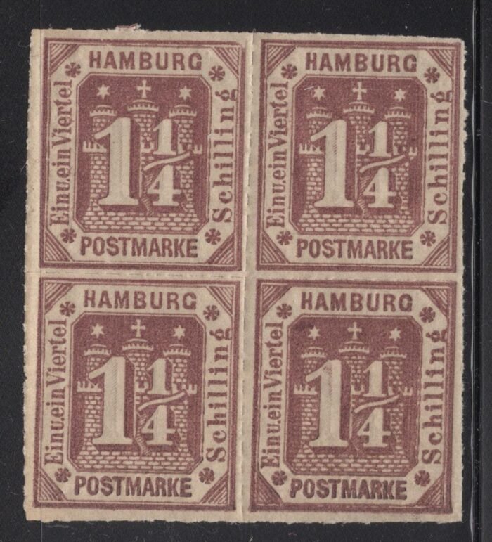 Lot # 10 - Hamburg SC 24 MI 20b block of NH VF cat 1000 ++ Euro