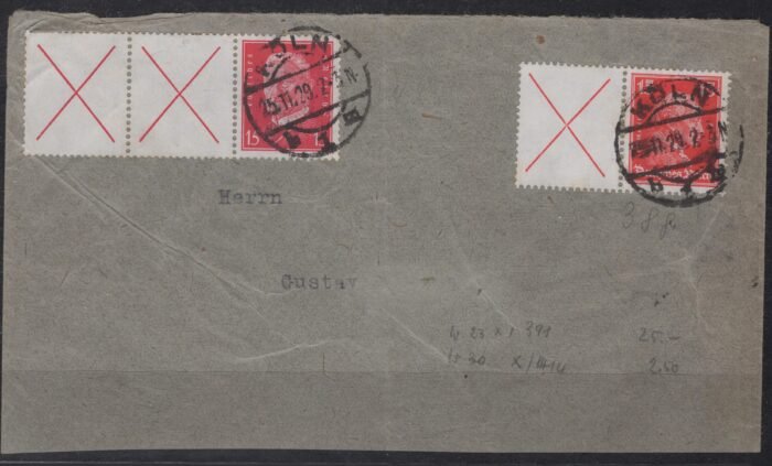 Deutsches Reich W23, W40.2 U F/VF on cover stps F/VF cover has corner wrinkles
