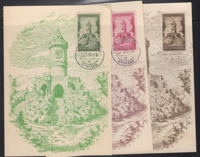 Saar MI 373-5 on 3  maximum  first day cards VF
