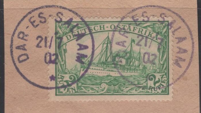 German East Africa ARGE DAR - ES - SALAAM 2   FR 10 on MI  25 VF ON PIECE