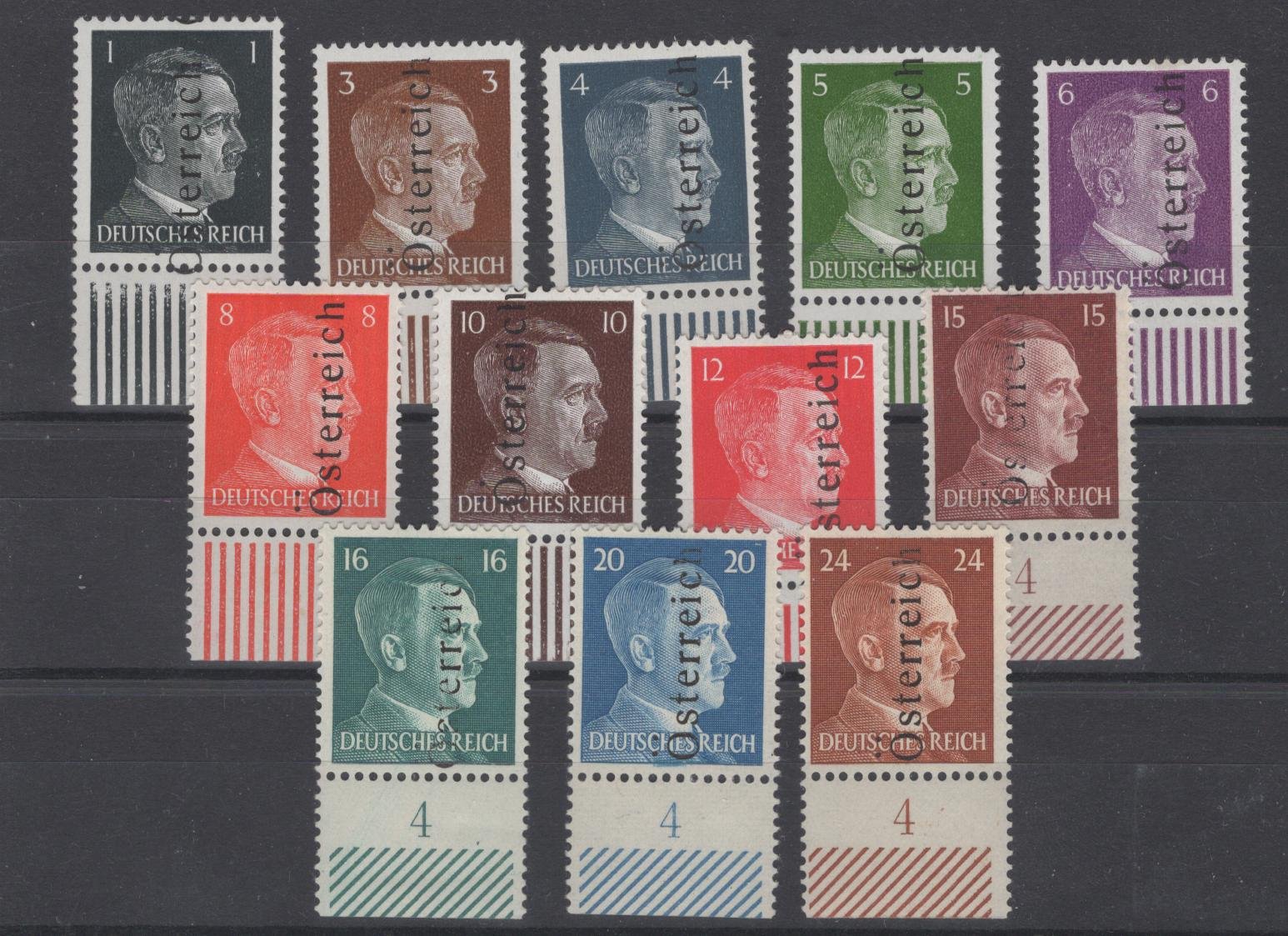 Lot # 30 – Austria Post WWII locals – Liebnitz Type II 1-12 complete set NH VF expertized – scarce!