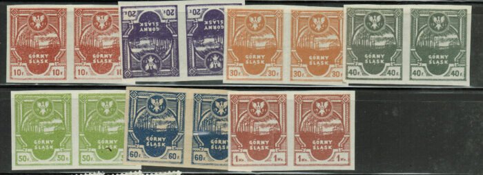 Upper Silesia Michel Ostliches Oberschlesien Insurgentenausgabe 1xB-5xB,6yB,7XB* horizontal pairs F/VF