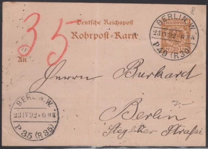 Germany Ganzsachen  Michel#: RP8 folded pc Berlin 23 IV 02 F/VF