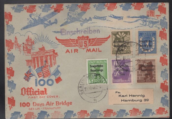 Soviet Zone  Aligemeine Ausgaben 200, 203, 205-6 100 Days Air Bridge BERLIN 1 10 48 VF