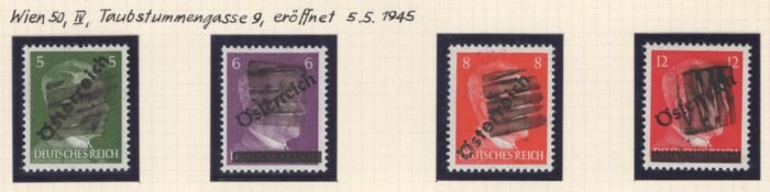 Austria: Scott#: 390-3 varieties Post WWII provisional issues Vienna locals Wien 65 IV** NH VF